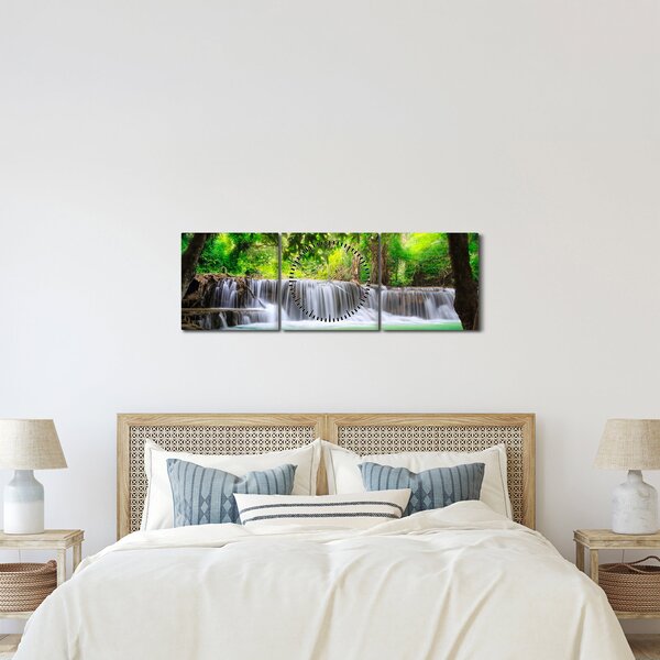 Tablou - cascada din Kanchanaburi, Thailanda (cu ceas) (90x30 cm)