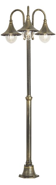 Felinar clasic de exterior negru cu auriu antic 200cm 3 lumini IP44 - Daphne