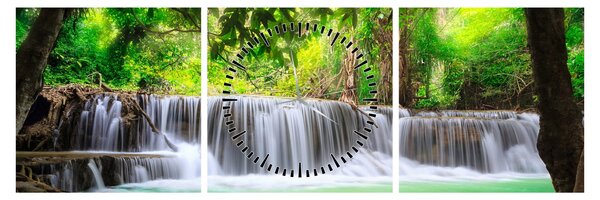 Tablou - cascada din Kanchanaburi, Thailanda (cu ceas) (90x30 cm)