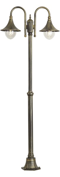 Felinar clasic de exterior negru cu auriu antic 200cm 2 lumini IP44 - Daphne