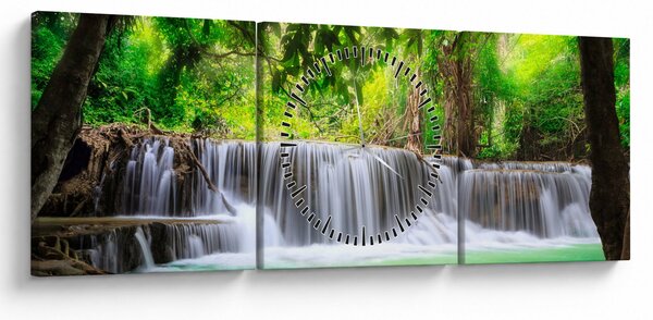 Tablou - cascada din Kanchanaburi, Thailanda (cu ceas) (90x30 cm)