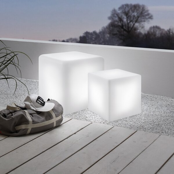 EGLO Lumină de exterior Bottona cube E27 alb, 30 x 30cm, Alb, Plastic