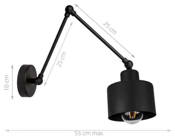 Aplica de perete 1xE27/20W/230V neagră