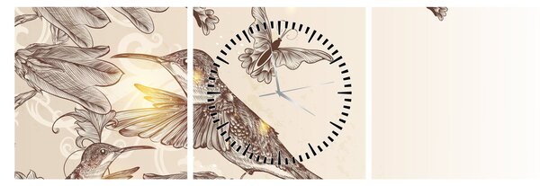 Tablou - Colibri (cu ceas) (90x30 cm)