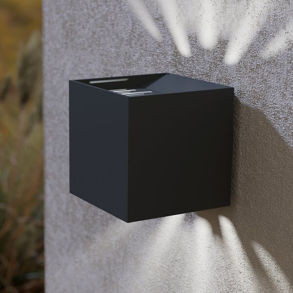 EGLO Calpino 2 aplică perete LED, negru, Negru, Camera de zi / sufragerie, Metal, Perete unghiular