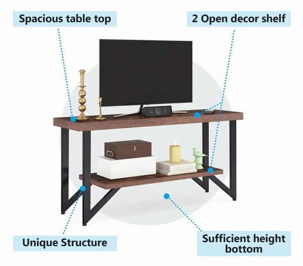 Comoda tv cu picioare metal Homs 140 cm, nuc-negru,30403