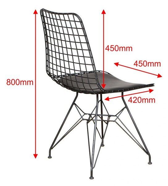 Scaun metal, Dining Homs, negru 80 x 42 x 45 cm