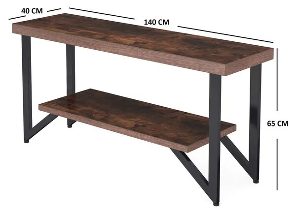 Comoda tv cu picioare metal Homs 140 cm, nuc-negru,30403
