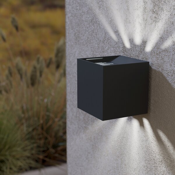 EGLO Calpino 2 aplică perete LED, negru, Negru, Camera de zi / sufragerie, Metal, Perete unghiular