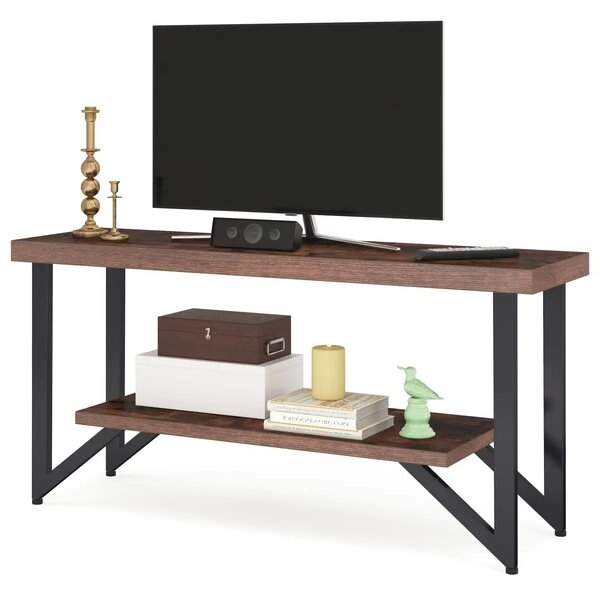 Comoda tv cu picioare metal Homs 140 cm, nuc-negru,30403