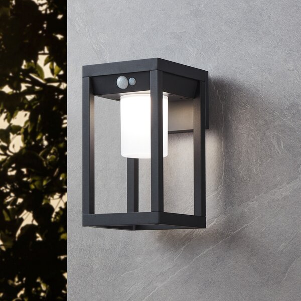 EGLO Martano aplică LED solară de exterior cu senzor, Negru, Metal