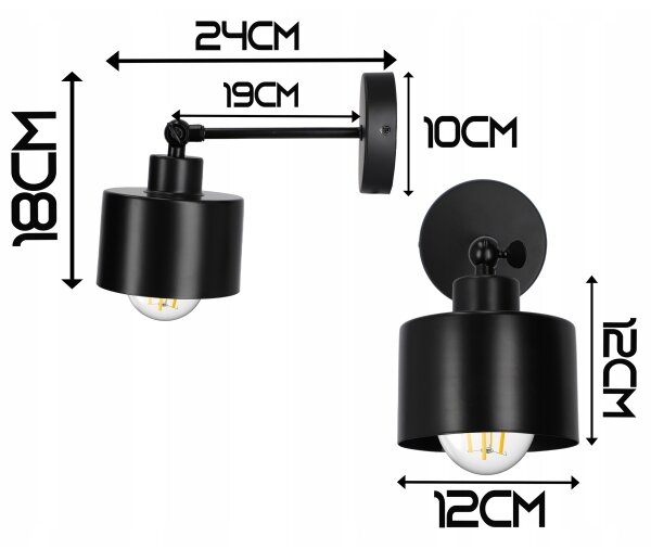 Lampă de perete 1xE27/20W/230V neagră