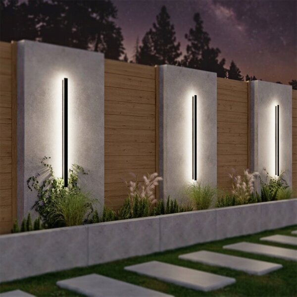 Aplică de perete pentru exterior LED/30W/230V 100 cm IP65 neagră