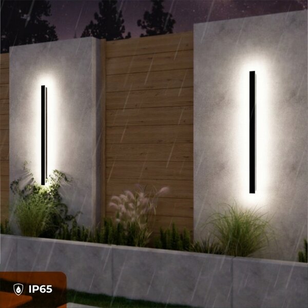 Aplică de perete pentru exterior LED/30W/230V 100 cm IP65 neagră