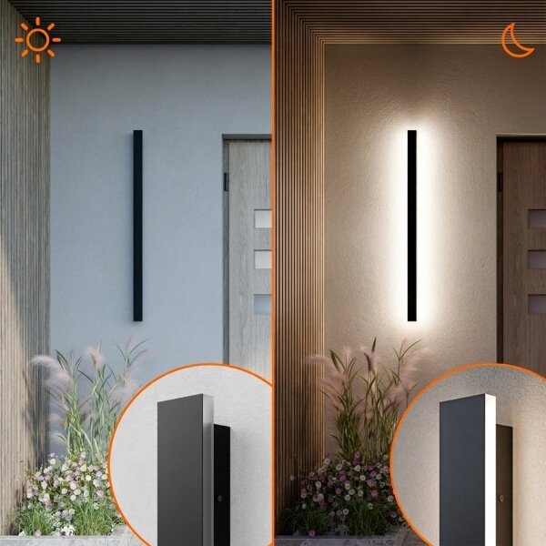 Aplică de perete pentru exterior LED/30W/230V 100 cm IP65 neagră