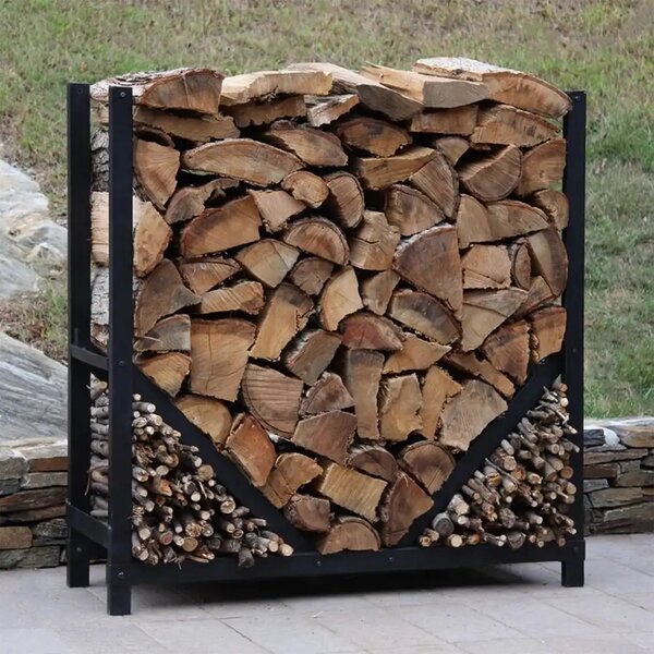 Suport lemne semineu din metal,homs negru,80x30x80 cm