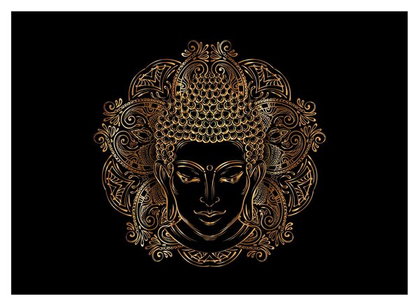 Tablou pe sticlă - Buddha auriu (70x50 cm)