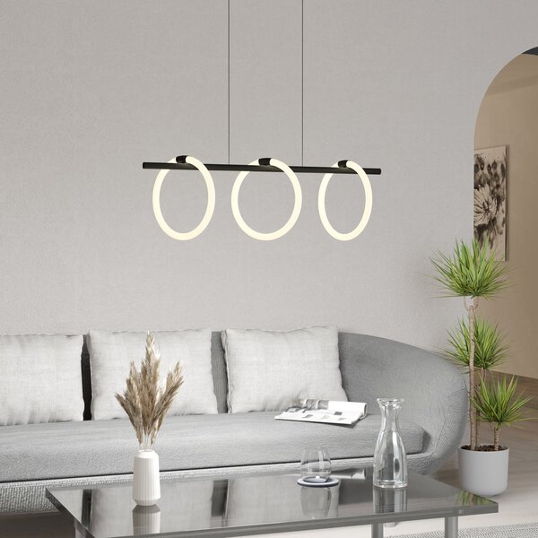 EGLO Caranacoa lampă suspendată LED, 3 becuri, Negru, Camera de zi / sufragerie, Metal, Modern