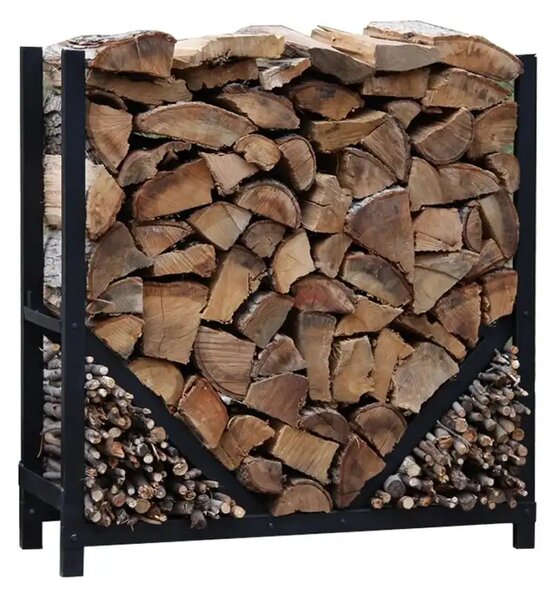 Suport lemne semineu din metal,homs negru,80x30x80 cm