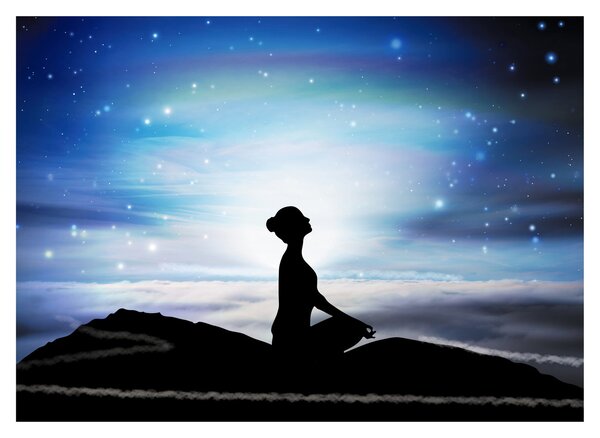 Tablou pe sticlă - Femaia meditând (70x50 cm)