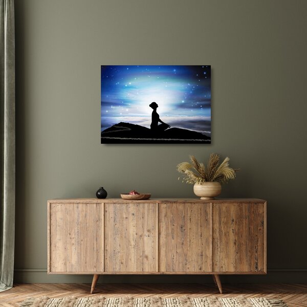 Tablou pe sticlă - Femaia meditând (70x50 cm)
