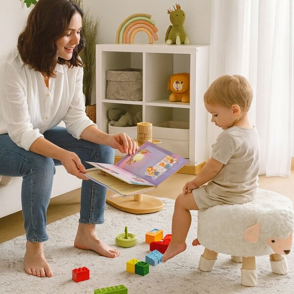 Taburet pentru copii cu motiv de oaie