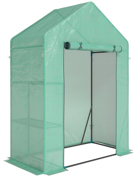 Outsunny Seră de Grădină 143 x 73 x 195 cm cu Rafturi cu 2 Etaje, Verde | Aosom Romania