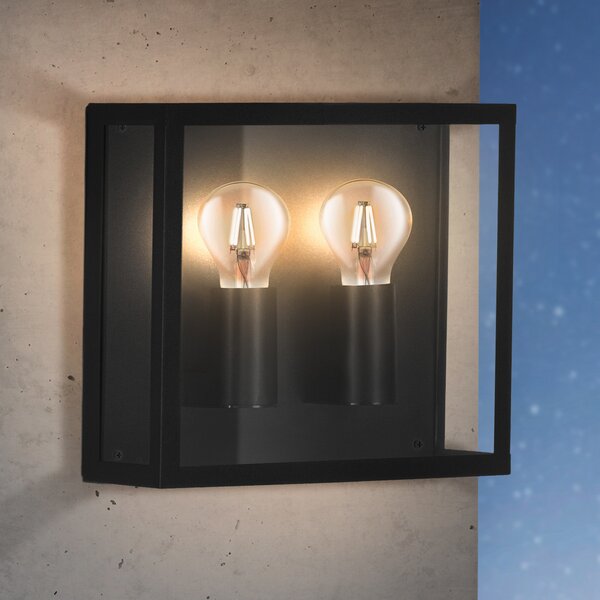 EGLO Alamonte 1 aplică exterior 2 becuri up/up pătrată, reglabil, Negru, Metal, Modern