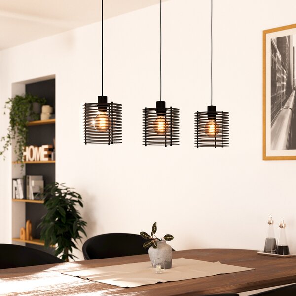 EGLO Segovia lampă suspendată, 3 becuri, reglabil, Negru, Camera de zi / sufragerie, Metal, Modern