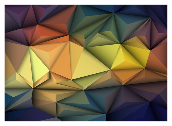 Tablou pe sticlă - Abstracție 3D poligonală (70x50 cm)