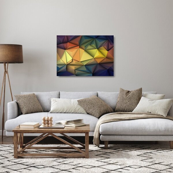 Tablou pe sticlă - Abstracție 3D poligonală (70x50 cm)