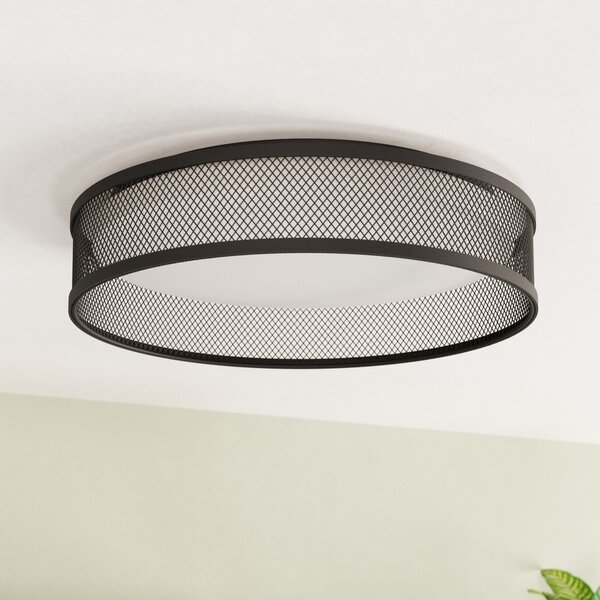 EGLO Luppineria plafonieră LED plasă de oțel, negru, Negru, Camera de zi / sufragerie, Metal, Modern
