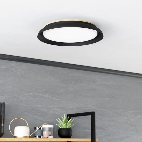 EGLO Penjamo plafonieră LED, Ø 46,5cm, negru, Negru, Camera de zi / sufragerie, Metal, Modern