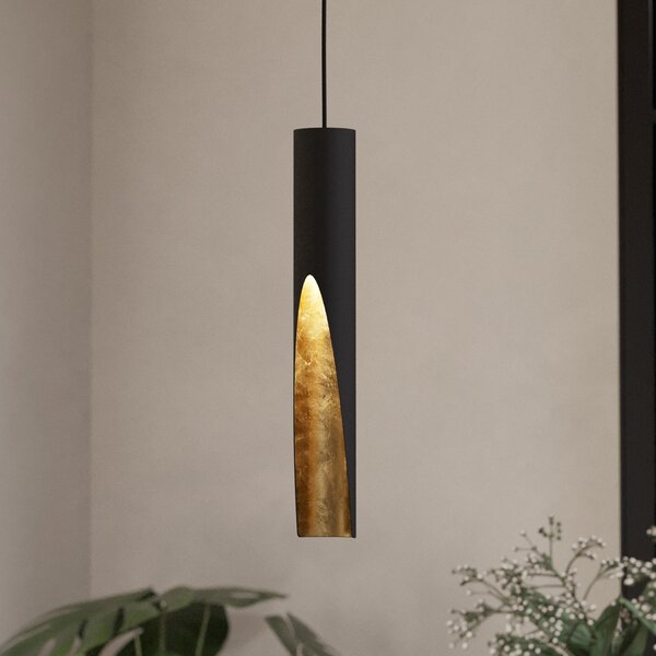 EGLO Barbotto lampă suspendată LED negru/auriu, 1 bec, Negru, Camera de zi / sufragerie, Metal, Modern