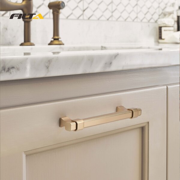 Maner metalic pentru mobilier, model Dava, distanta dintre gauri = 160 | 256 mm, finisaj auriu mat