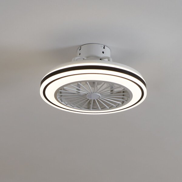 EGLO Ventilator de tavan Almeria LED CCT, alb/negru, reglabil, Alb, Camera de zi / sufragerie, Plastic, Modern