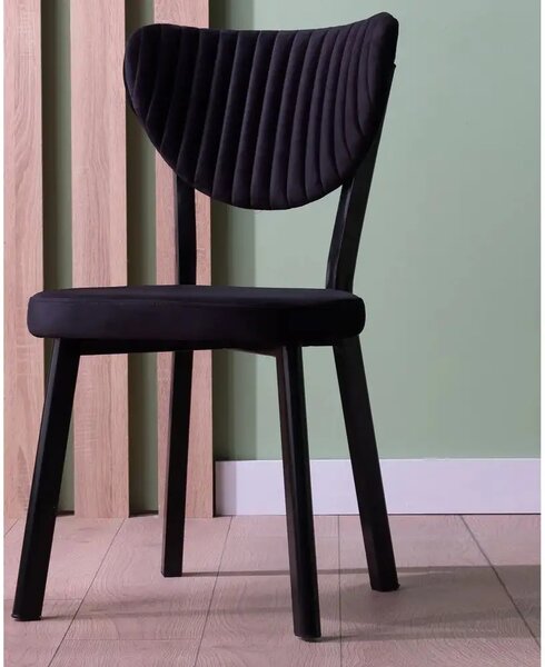 Set Masa de bucatarie Barton din MDF cu 4 Scaune din metal, culaore negru si negru, 140 cm