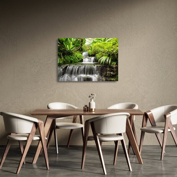 Tablou pe sticlă - Cascadă în pădurea tropicală (70x50 cm)
