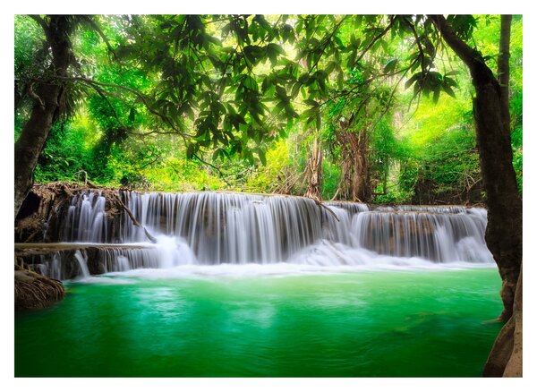Tablou pe sticlă - cascada din Kanchanaburi, Thailanda (70x50 cm)