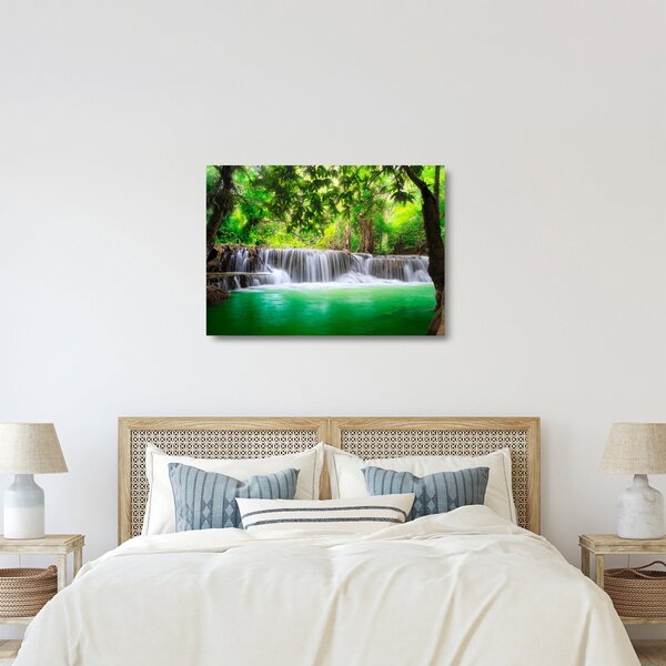 Tablou pe sticlă - cascada din Kanchanaburi, Thailanda (70x50 cm)