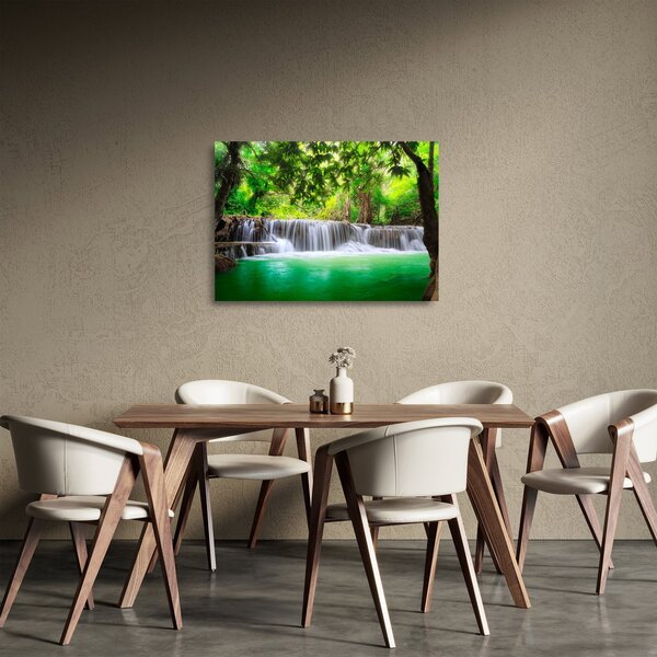 Tablou pe sticlă - cascada din Kanchanaburi, Thailanda (70x50 cm)