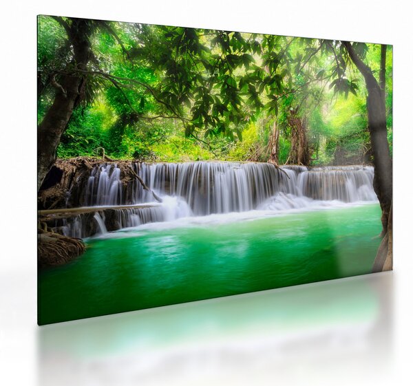 Tablou pe sticlă - cascada din Kanchanaburi, Thailanda (70x50 cm)