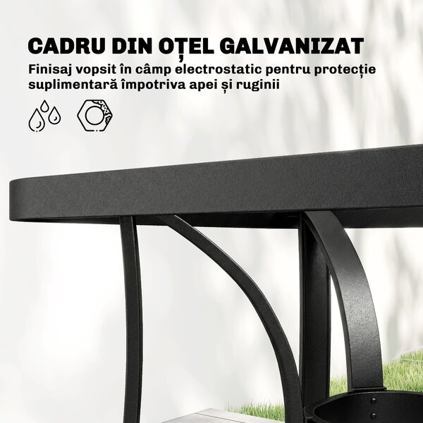 Outsunny Set de Prânz Grădină cu Orificiu pentru Umbrelă, Masă, Scaune pentru 4, Gri Deschis | Aosom Romania