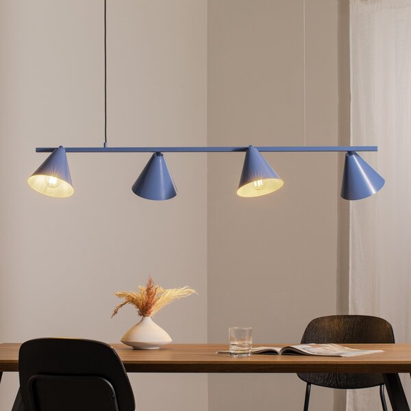 ALDEX Lampă suspendată Form 4, albastră, metal, cu 4 becuri, formă conică, soclu E27, reglabil, Albastru, Camera de zi / sufragerie, Metal, Modern