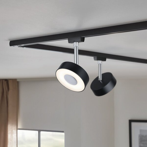 Paulmann URail Circle spot 3 trepte 3.000K negru, reglabil, Negru, Camera de zi / sufragerie, Metal, Modern