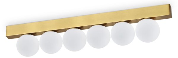 IDEAL LUX Plafonieră LED Binomio, finisaj alamă, lungime 44 cm, 6 becuri, Auriu / Alamă, Camera de zi / sufragerie, Metal, Modern