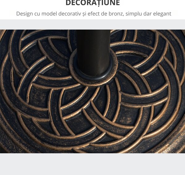 Outsunny Suport Umbrelă 12kg, Design Rotund, Stil Bronz, pentru Exterior | Aosom Romania