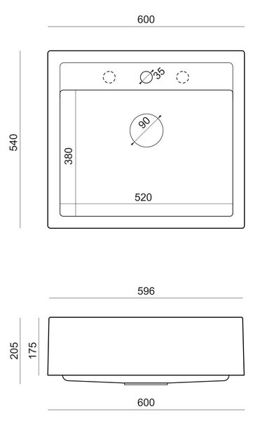 Quadron Bill chiuveta graniteq 60x54 cm alb HCQB6054U1_BS