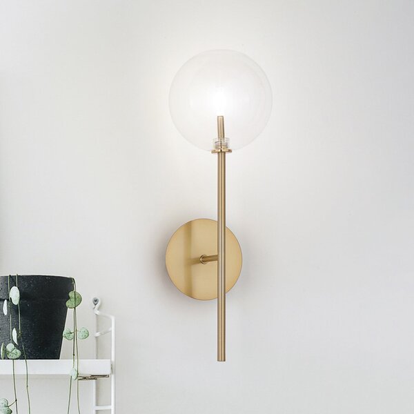 IDEAL LUX Aplică Equinoxe, alamă/chihlimbar, înălțime 45 cm, Auriu / Alamă, Camera de zi / sufragerie, Metal