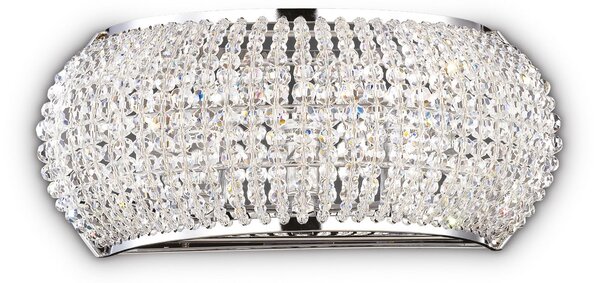 IDEAL LUX Aplică Pasha, lățime 25 cm, crom/transparent, Crom, Camera de zi / sufragerie, Sticlă